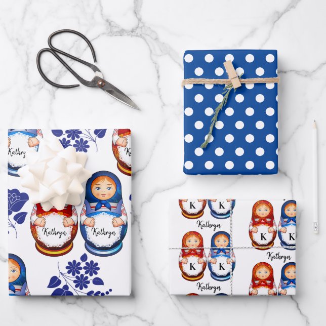 Hoja De Papel De Regalo Muñecas Matryoshka personalizadas (Anverso)