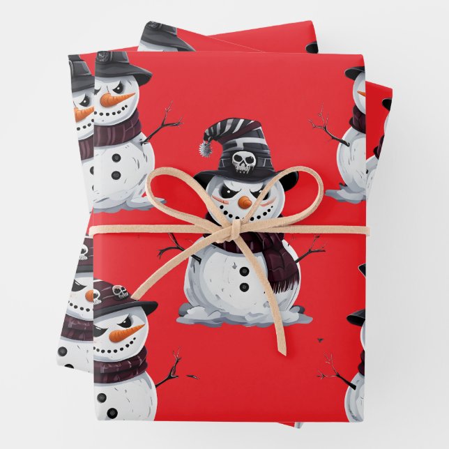 Hoja De Papel De Regalo Muñeco de nieve gótico (In situ)