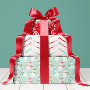 Hoja De Papel De Regalo Muñeco de Nieve Navideño Alegre y Brillante