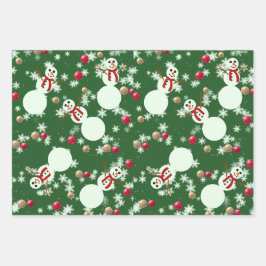 Hoja De Papel De Regalo Muñecos de nieve de Navidad