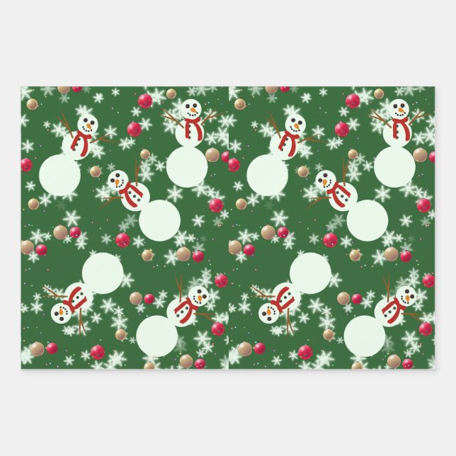 Hoja De Papel De Regalo Muñecos de nieve de Navidad (Anverso)