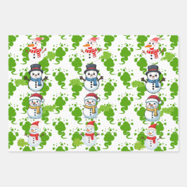 Hoja De Papel De Regalo Muñecos de Nieve Defecando Navidad Divertida