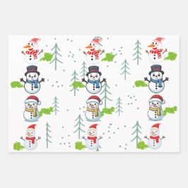 Hoja De Papel De Regalo Muñecos de nieve que se tiran pedos divertidos de