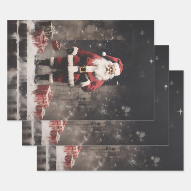 Hoja De Papel De Regalo Mural de Santa Claus (Set)