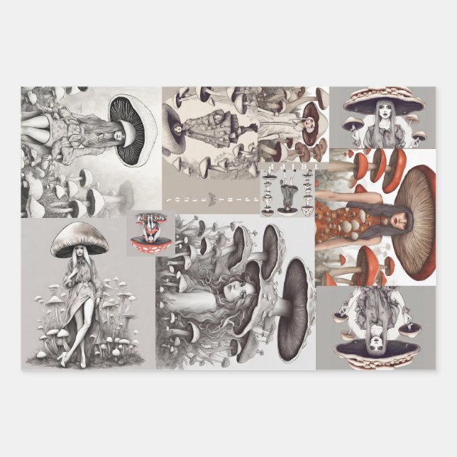 Hoja De Papel De Regalo Mushroom Vogue Lady (Anverso)