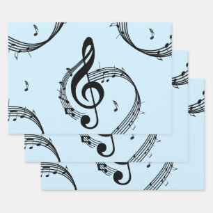 Hoja De Papel De Regalo Música Climactic G Clef Blue