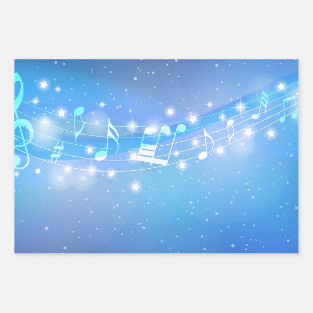 Hoja De Papel De Regalo Música con fondo estelar (Anverso 2)