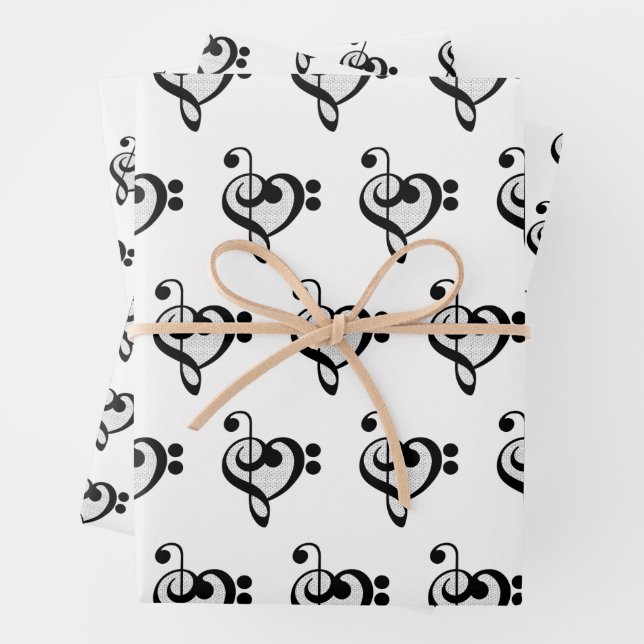 Hoja De Papel De Regalo Musician Music Note Pattern Heart (In situ)