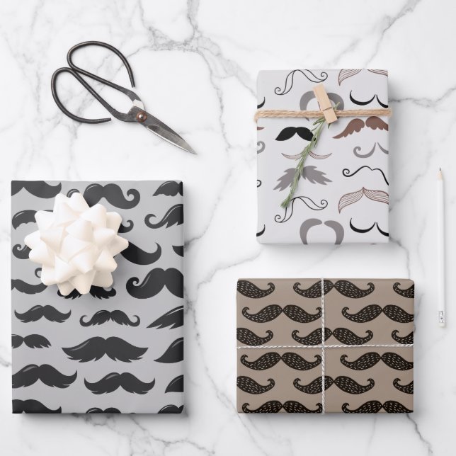 Hoja De Papel De Regalo Mustache Mania (Anverso)