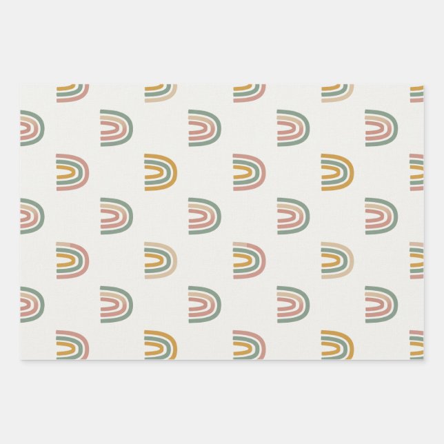 Hoja De Papel De Regalo Muted boho rainbow scandi pattern  (Anverso)