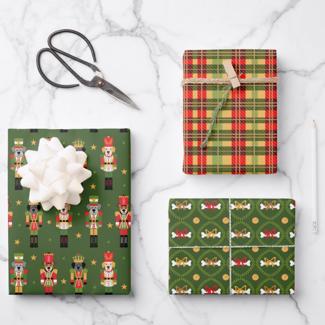 Hoja De Papel De Regalo Muttcracker Navidad - Cascanueces de perro  (Anverso)