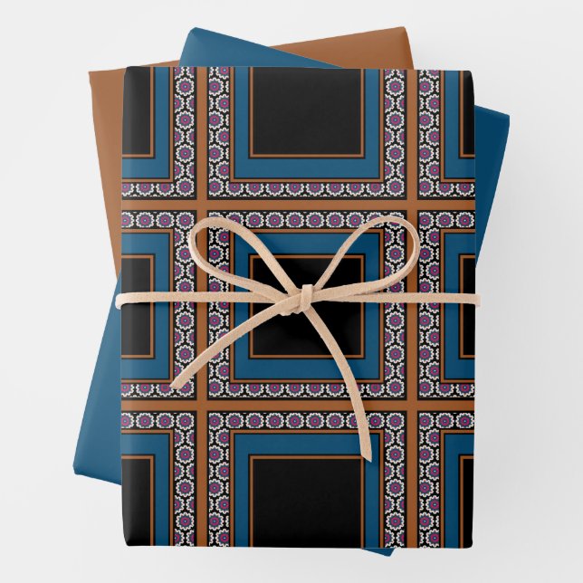 Hoja De Papel De Regalo MVB Monograma mexicano frontera de acento de sílic (In situ)