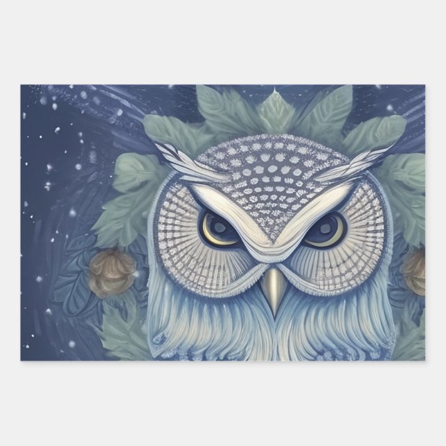Hoja De Papel De Regalo Mystical Fantasy Forest Owl (Anverso)