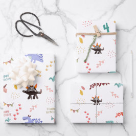 Hoja De Papel De Regalo Nacimiento de bebé Dinosaurio Personalizado Nombre