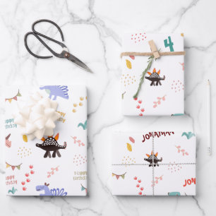 Hoja De Papel De Regalo Nacimiento de bebé Dinosaurio Personalizado Nombre