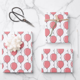 Hoja De Papel De Regalo Nacimiento de Chicas con globos rosados