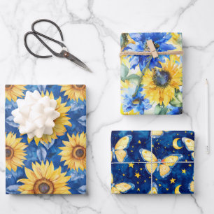 Hoja De Papel De Regalo Nacimiento de las mariposas con flores azules amar