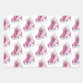 Hoja De Papel De Regalo Nacimiento de las patines de hielo rosadas de boni