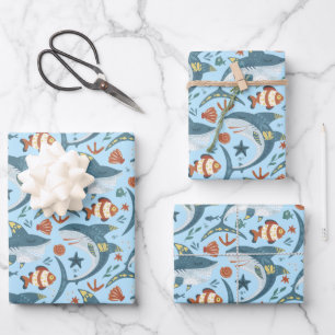 Hoja De Papel De Regalo Nacimiento de los animales de los peces del mar de