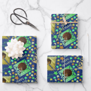 Hoja De Papel De Regalo Nacimiento de un niño afroamericano