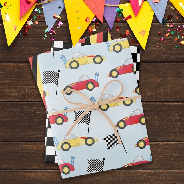 Hoja De Papel De Regalo Nacimiento Niño Carros De Carrera Extraño Patrón (Subido por el creador)