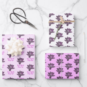 Hoja De Papel De Regalo Nam Myoho, flor de Lotus en parte morada