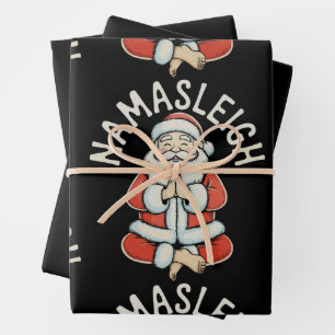 Hoja De Papel De Regalo Namasleigh Santa Sleigh Namaste Yoga Meditación