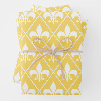 Hoja De Papel De Regalo Nápoles Amarillo Fleur de Lis