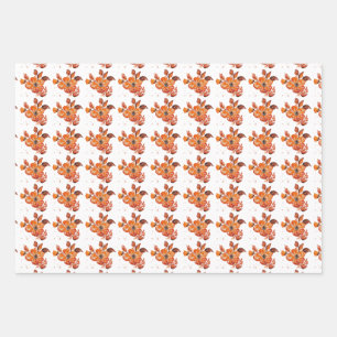 Hoja De Papel De Regalo Naranja acuarela Floral