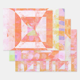 Hoja De Papel De Regalo Naranja aplastar conjunto de medios mixtos de pape