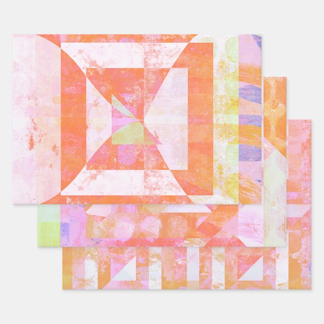 Hoja De Papel De Regalo Naranja aplastar conjunto de medios mixtos de pape (Set)