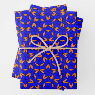 Hoja De Papel De Regalo Naranja azul Penrose Tiling Matemática periódica