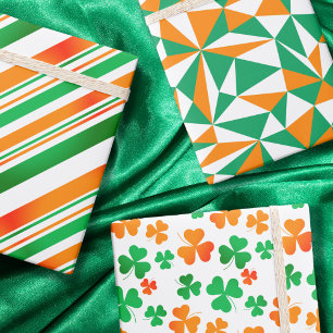 Hoja De Papel De Regalo Naranja blanco verde Fiesta irlandés Irlanda St Pa