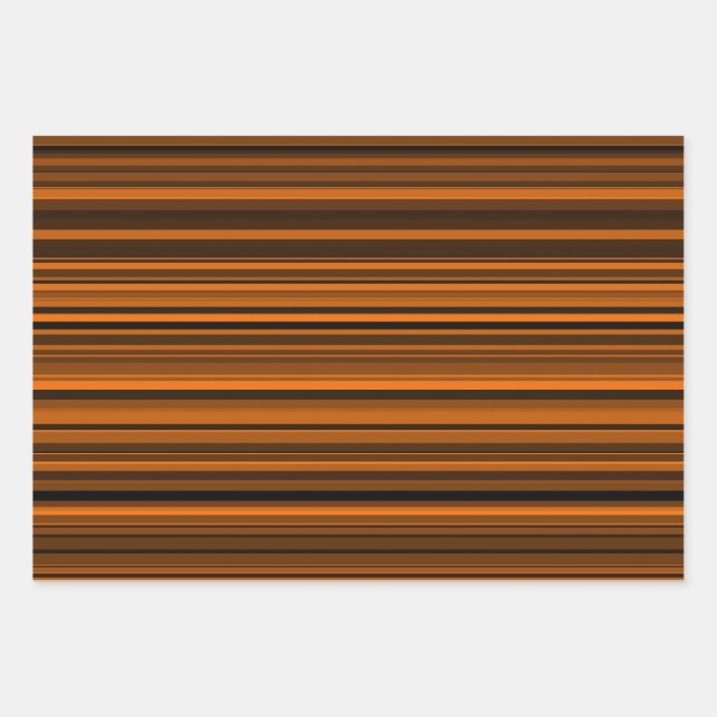 Hoja De Papel De Regalo Naranja Brown Black Stripes (Anverso)