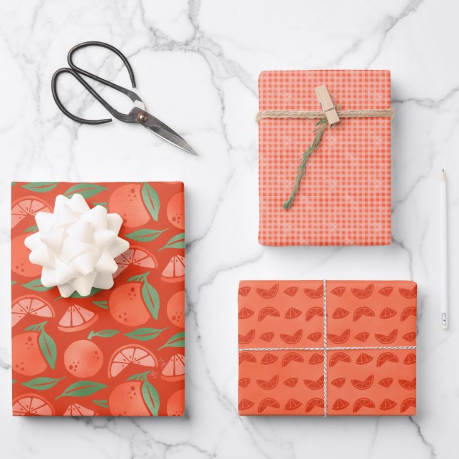 Hoja De Papel De Regalo Naranja Clementine Fruit (Anverso)