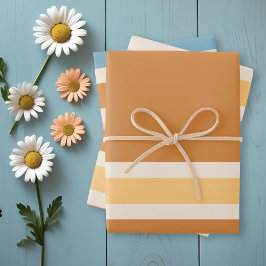 Hoja De Papel De Regalo Naranja de época y franjas retro Naranja azul