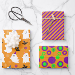 Hoja De Papel De Regalo Naranja de Halloween Fantasma Tiras De Tiras De Ti