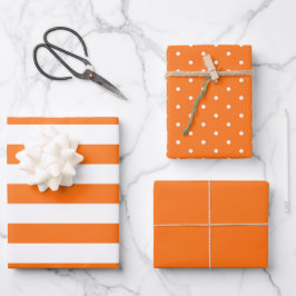 Hoja De Papel De Regalo Naranja de Halloween Polka Punto ancho rayado y só