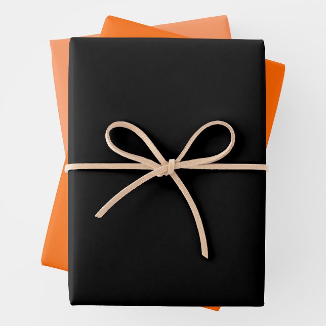 Hoja De Papel De Regalo Naranja de moda, naranja pálido y complementarios  (Trendy Orange, Pale Orange & Black Complementary Wrapping Paper Sheets)