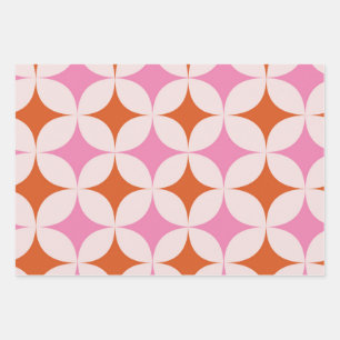 Hoja De Papel De Regalo Naranja de patrón retro estrenos de mediados de si