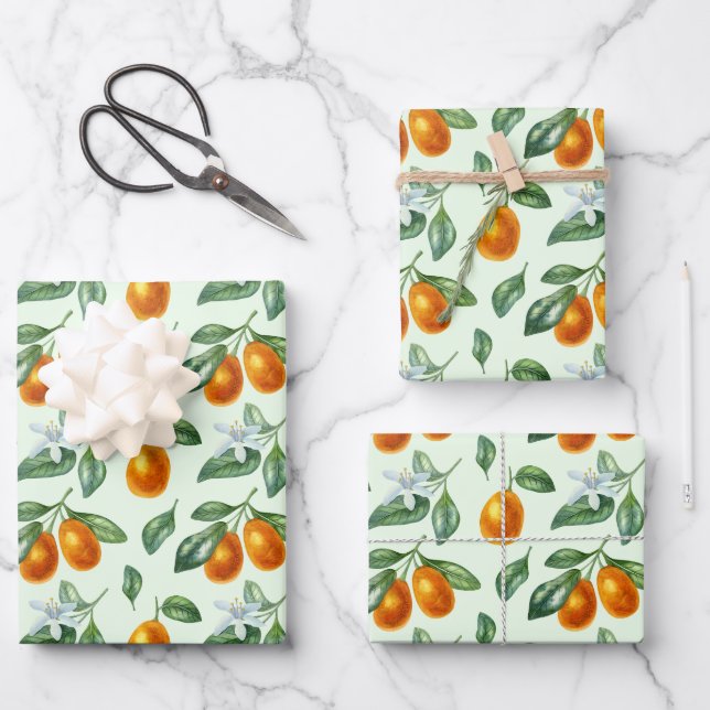 Hoja De Papel De Regalo Naranja estético Citrus Fruit Food (Anverso)