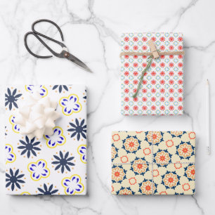 Hoja De Papel De Regalo Naranja floral de arte folclórico mexicano colorid