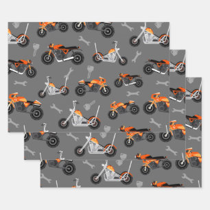 Hoja De Papel De Regalo Naranja gris de herramientas para motocicletas de