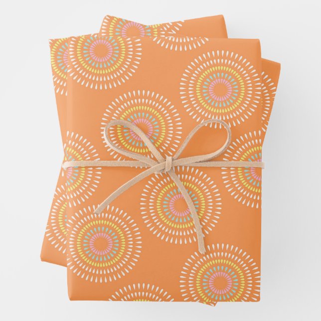Hoja De Papel De Regalo Naranja japonés de fuegos artificiales (In situ)