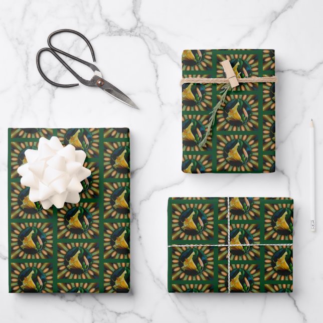 Hoja De Papel De Regalo Naranja Lily Energies Floral Resumen Arte (Anverso)