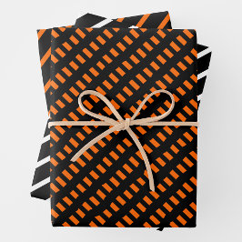 Hoja De Papel De Regalo Naranja, negro y blanco