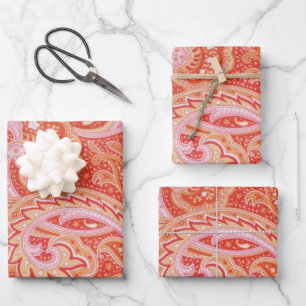 Hoja De Papel De Regalo Naranja Paisley