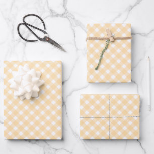 Hoja De Papel De Regalo Naranja Pastel Gingham Check Plasto