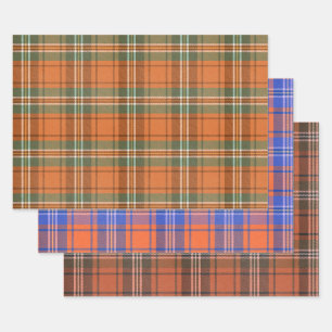 Hoja De Papel De Regalo Naranja Plaid Tartan Mix
