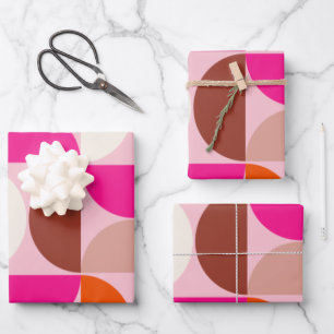 Hoja De Papel De Regalo Naranja rosa del patrón abstracto moderno de media